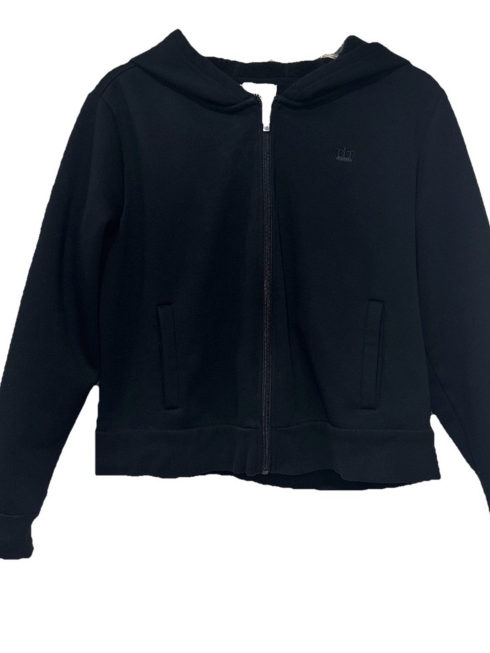 Juicy Couture Women’s XL Black Heavyweight Zip Up Hoodie Sweatshirt Cropped